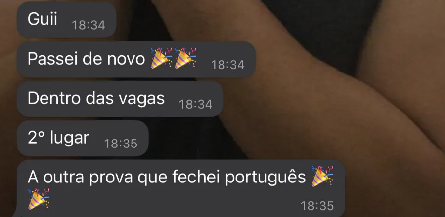 Mensagem de aluno: dentro das vagas
