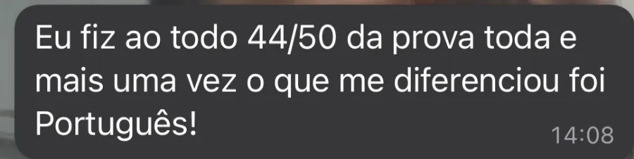 Mensagem de aluno: na prova toda